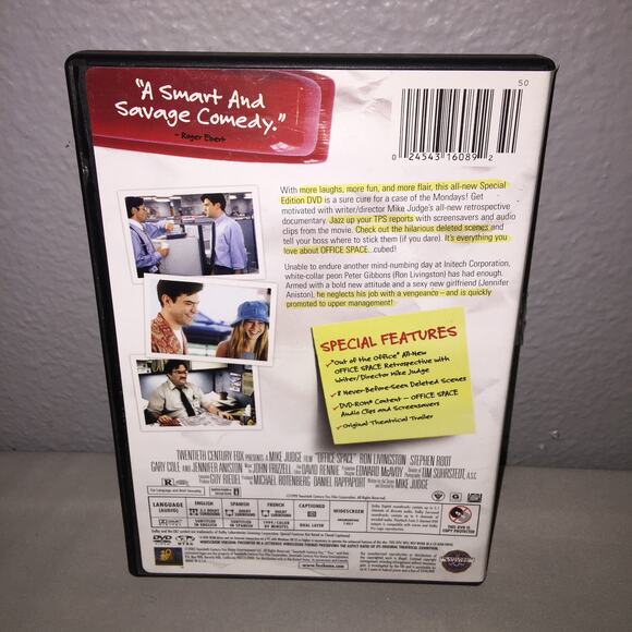 Dvd Used Office Space Special Edition 20th Century Jennifer Aniston Livingston - Picture 2 of 4